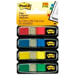 POST-IT INDEX ROJO, AZUL,AMARILLO, VERDE - 4 DISPENSADORES 140 BANDERITAS