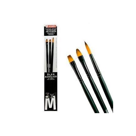TALENS ART CREATION PINCELES ÓLEO Y ACRÍLICO FIBRA SINTÉTICA M SET 3 UD