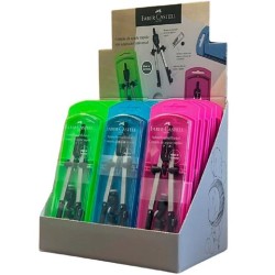 FABER CASTELL COMPAS TÉCNICO AJUSTE RÁPIDO ADAPTADOR UNIVERSAL 17CM C/RECAMBIO NEÓN COLORES SURTIDOS