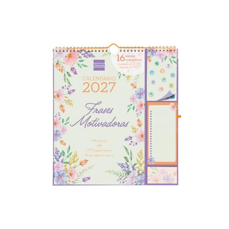 FINOCAM CALENDARIO DE PARED PLUS-215X325MM 16 MESES MV NEUTRO FRASES MOTIVADORAS 2026-2027