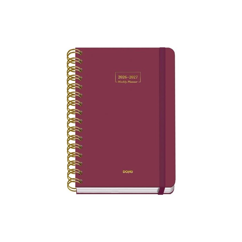 DOHE AGENDA ESCOLAR PREMIUM A5 ESPIRAL DOBLE SV CARTÓN FORRADO BURDEOS 2026-2027