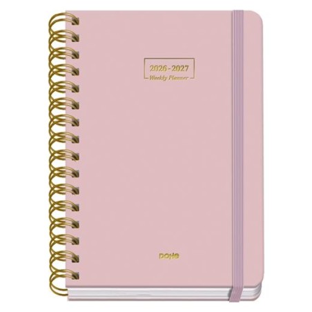 DOHE AGENDA ESCOLAR PREMIUM A5 ESPIRAL DOBLE DP CARTÓN FORRADO ROSA 2026-2027