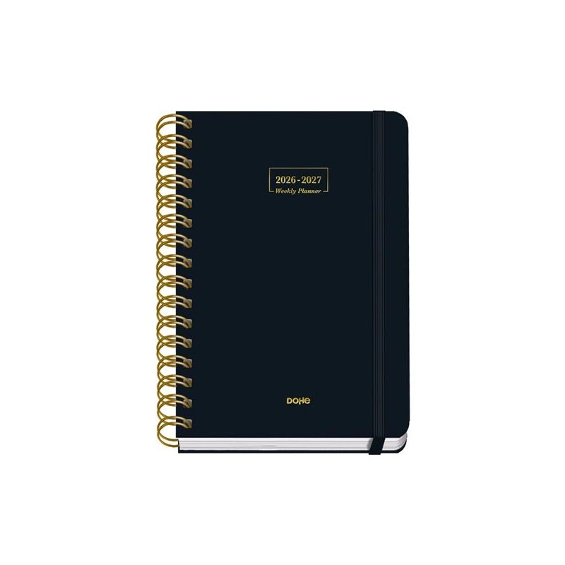 DOHE AGENDA ESCOLAR PREMIUM A5 ESPIRAL DOBLE DP CARTÓN FORRADO NEGRO 2026-2027