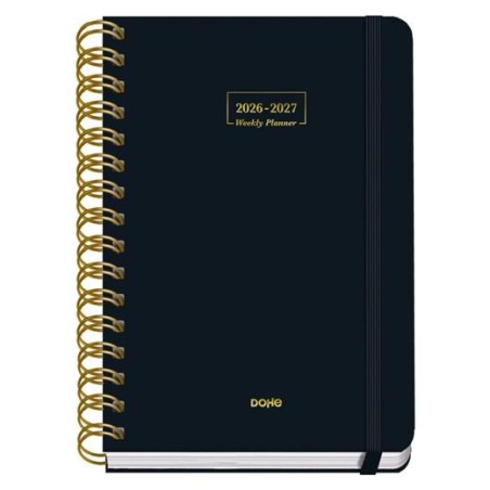 DOHE AGENDA ESCOLAR PREMIUM A5 ESPIRAL DOBLE DP CARTÓN FORRADO NEGRO 2026-2027