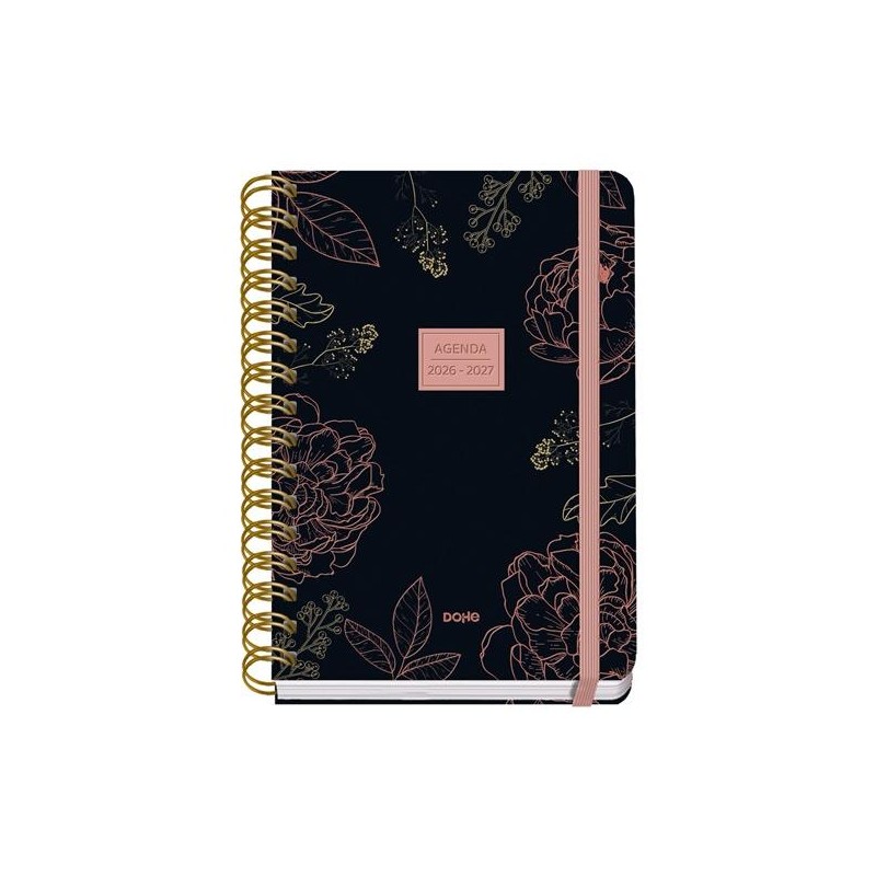 DOHE AGENDA ESCOLAR PREMIUM A5 ESPIRAL DOBLE DP CARTÓN FORRADO MOD. NOIR 2026-2027