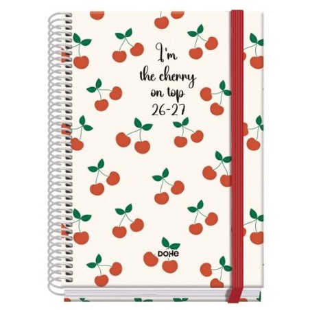 DOHE AGENDA ESCOLAR PRIME A5 ESPIRAL SV CARTÓN FORRADO MOD. CEREZAS 2026-2027