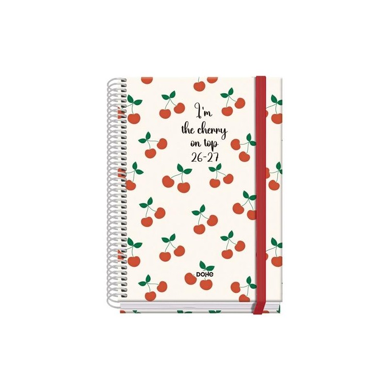 DOHE AGENDA ESCOLAR PRIME A5 ESPIRAL DP CARTÓN FORRADO MOD. CEREZAS 2026-2027