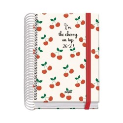 DOHE AGENDA ESCOLAR PRIME A6 ESPIRAL DP CARTÓN FORRADO MOD. CEREZAS 2026-2027
