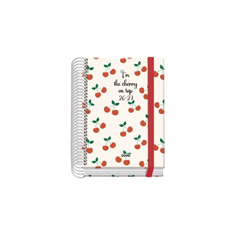 DOHE AGENDA ESCOLAR PRIME A6 ESPIRAL DP CARTÓN FORRADO MOD. CEREZAS 2026-2027