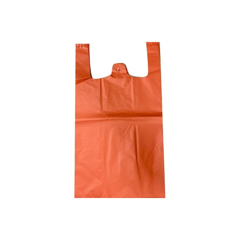 BOLSA DE ASA ANÓNIMA 42X53CM 50 MICRAS 70% RECICLADO NARANJA PAQUETE 1KG