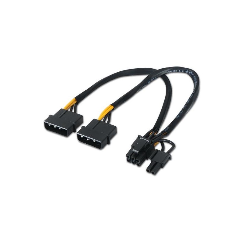 AISENS CABLE TARJETA GRÁFICA 2XMOLEX 4PIN/M - PCI-E (MOLEX 6+2PIN)/M NEGRO 20CM