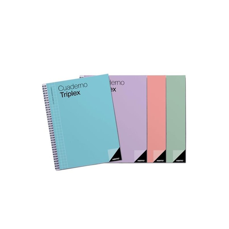 ADDITIO CUADERNO TRIPLEX PARA EL PROFESORADO ESPIRAL DOBLE 144 PÁGINAS PVC C/SURTIDOS