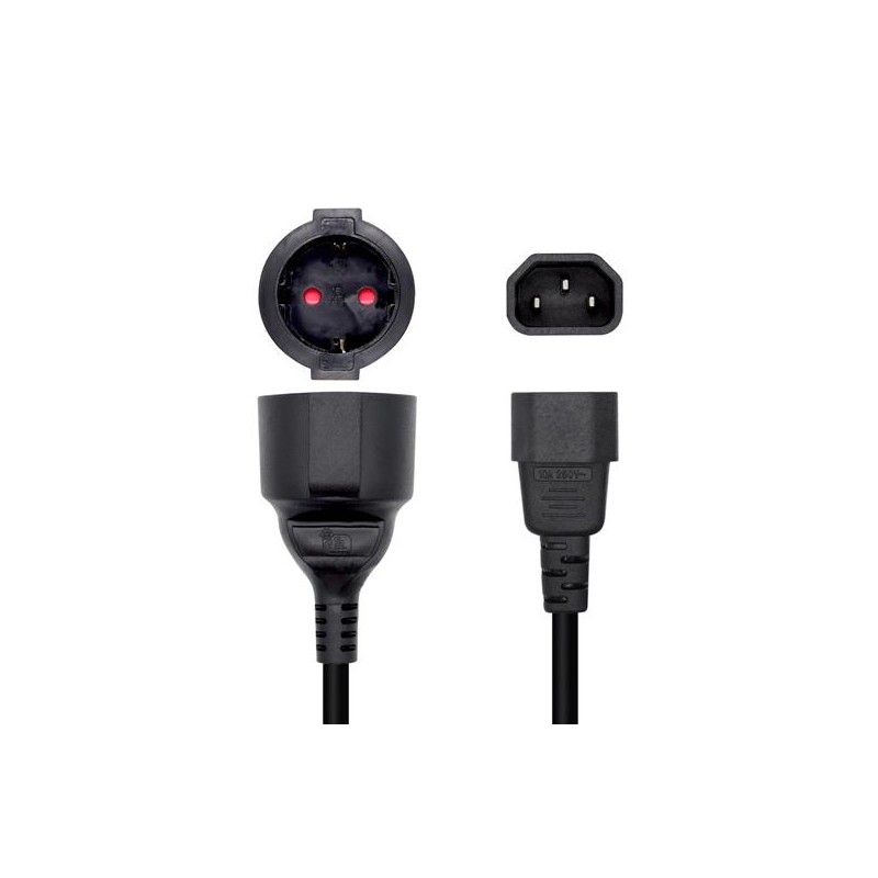 AISENS CABLE ALIMENTACIÓN 16A ADAPTADOR PARA SAIS C14/M A CEE7/H 25CM NEGRO