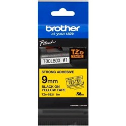 BROTHER CINTA ROTULADORA LAMINADA SUPER ADHESIVA TEXTO NEGRO SOBRE AMARILLO - 9MMX8M
