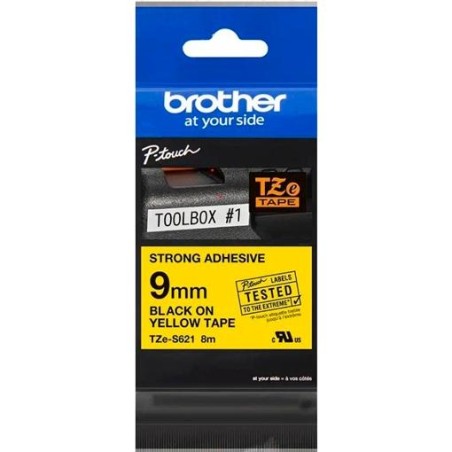 BROTHER CINTA ROTULADORA LAMINADA SUPER ADHESIVA TEXTO NEGRO SOBRE AMARILLO - 9MMX8M