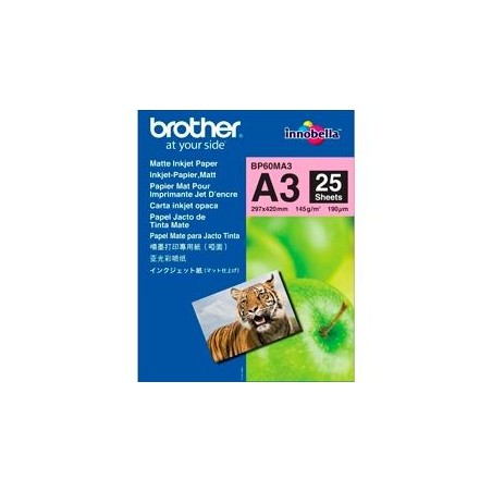 BROTHER PAPEL FOTOGRÁFICO A3 145GR INKJET PAQUETE 25H BLANCO MATE