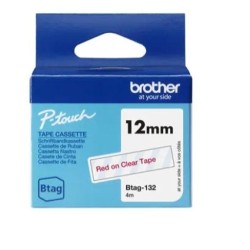 BROTHER CINTA DOMÉSTICA BTAG ROJO SOBRE TRANSPARENTE - PTN10, PTN20, PTN25BT - 12MMX4M