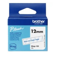 BROTHER CINTA DOMÉSTICA BTAG AZUL SOBRE TRANSPARENTE - PTN10, PTN20, PTN25BT - 12MMX4M