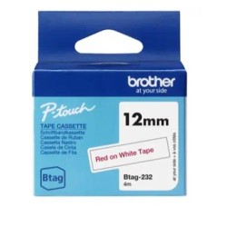 BROTHER CINTA DOMÉSTICA BTAG ROJO SOBRE BLANCO - PTN10, PTN20, PTN25BT - 12MMX4M