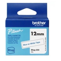 BROTHER CINTA DOMÉSTICA BTAG AZUL SOBRE BLANCO - PTN10, PTN20, PTN25BT - 12MMX4M