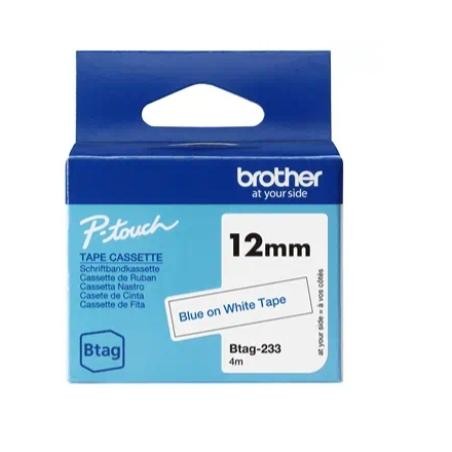 BROTHER CINTA DOMÉSTICA BTAG AZUL SOBRE BLANCO - PTN10, PTN20, PTN25BT - 12MMX4M