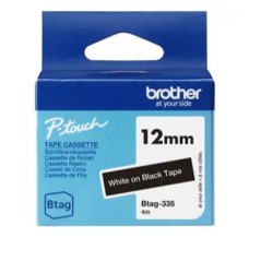 BROTHER CINTA DOMÉSTICA BTAG BLANCO SOBRE NEGRO - PTN10, PTN20, PTN25BT - 12MMX4M