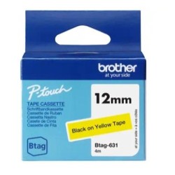BROTHER CINTA DOMÉSTICA BTAG NEGRO SOBRE AMARILLO - PTN10, PTN20, PTN25BT - 12MMX4M