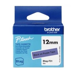 BROTHER CINTA DOMÉSTICA BTAG NEGRO SOBRE MORADO - PTN10, PTN20, PTN25BT - 12MMX4M