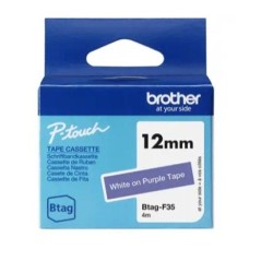 BROTHER CINTA DOMÉSTICA BTAG BLANCO SOBRE MORADO - PTN10, PTN20, PTN25BT - 12MMX4M