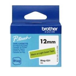 BROTHER CINTA DOMÉSTICA BTAG NEGRO SOBRE VERDE - PTN10, PTN20, PTN25BT - 12MMX4M