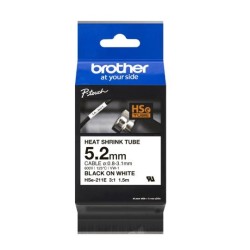 BROTHER CINTA TUBO TERMORETRÁCTIL TEXTO NEGRO SOBRE BLANCO 5,2MMX1,5M