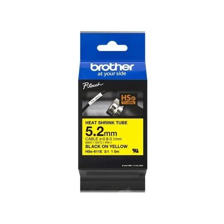 BROTHER CINTA TERMORRECTRÁCTIL TEXTO NEGRO SOBRE AMARILLO 5,2MMX1,5M