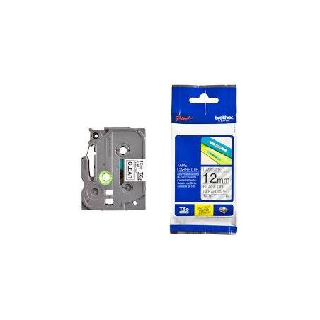 BROTHER CINTA ROTULADORA LAMINADA TEXTO NEGRO SOBRE TRANSPARENTE 12MMX8M