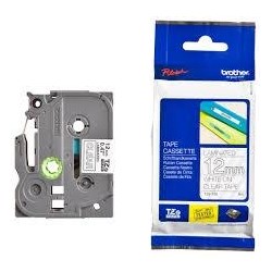 BROTHER CINTA ROTULADORA LAMINADA TEXTO BLANCO SOBRE TRANSPARENTE - 12MMX8M