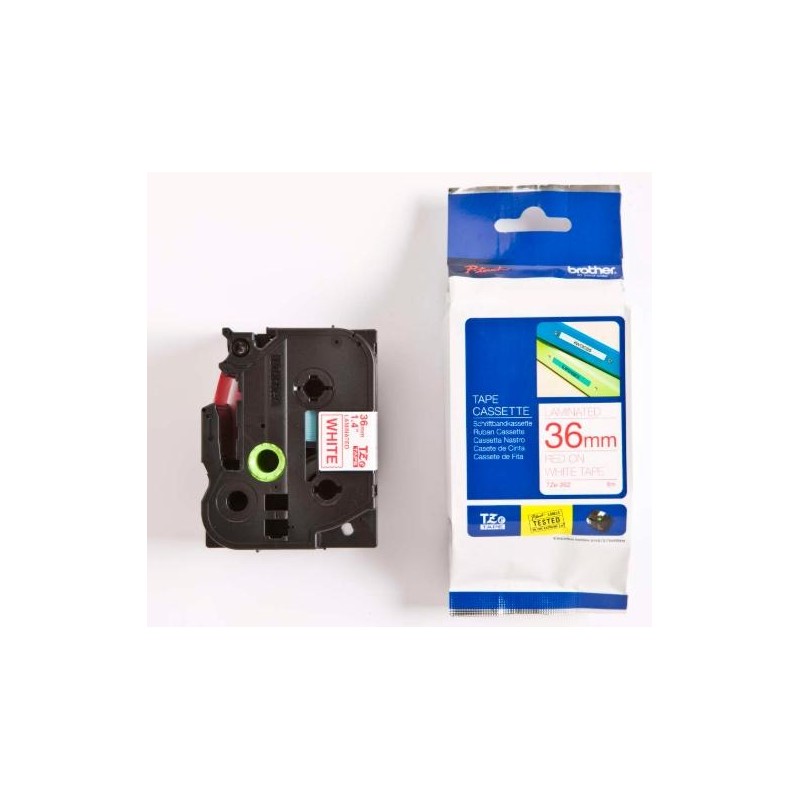 BROTHER CINTA ROTULADORA LAMINADA TEXTO ROJO SOBRE FONDO BLANCO - 36MMX8M