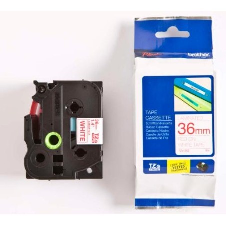 BROTHER CINTA ROTULADORA LAMINADA TEXTO ROJO SOBRE FONDO BLANCO - 36MMX8M