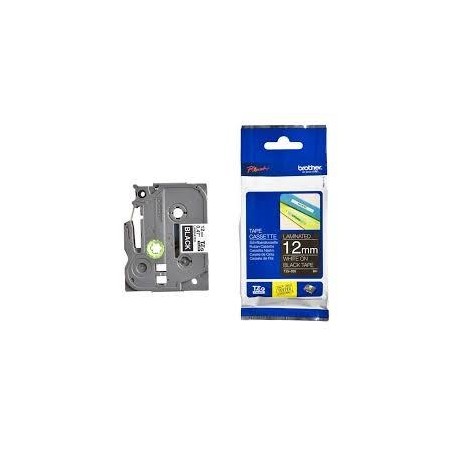 BROTHER CINTA ROTULADORA LAMINADA TEXTO BLANCO SOBRE NEGRO - 12MMX8M