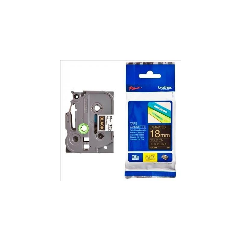 BROTHER CINTA ROTULADORA LAMINADA TEXTO DORADO SOBRE NEGRO - 18MMX8M