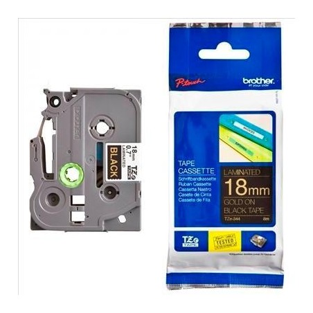 BROTHER CINTA ROTULADORA LAMINADA TEXTO DORADO SOBRE NEGRO - 18MMX8M