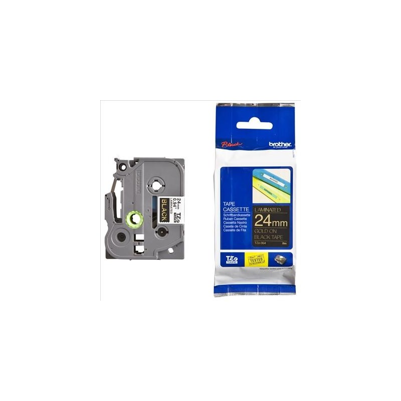 BROTHER CINTA ROTULADORA LAMINADA TEXTO DORADO SOBRE NEGRO - 24MMX8M