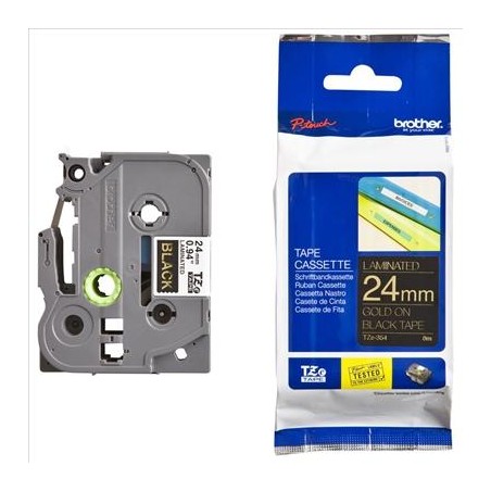 BROTHER CINTA ROTULADORA LAMINADA TEXTO DORADO SOBRE NEGRO - 24MMX8M