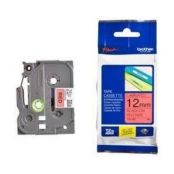 BROTHER CINTA ROTULADORA LAMINADA TEXTO NEGRO SOBRE ROJO - 12MMX8M