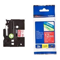 BROTHER CINTA ROTULADORA LAMINADA TEXTO BLANCO SOBRE ROJO - 12MMX8M