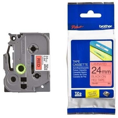 BROTHER CINTA ROTULADORA LAMINADA TEXTO NEGRO SOBRE ROJO - 24MMX8M