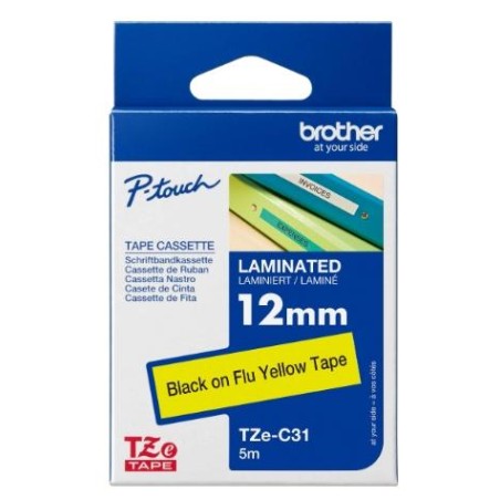 BROTHER CINTA ROTULADORA LAMINADA NEGRO SOBRE AMARILLO FLUOR - 12MMX5M