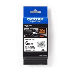 BROTHER CINTA ROTULADORA LAMINADA FLEXIBLE TEXTO NEGRO SOBRE BLANCO - 6MMX8M
