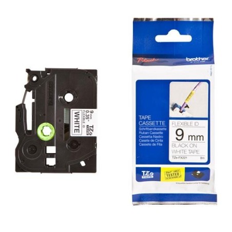 BROTHER CINTA ROTULADORA LAMINADA FLEXIBLE TEXTO NEGRO SOBRE BLANCO - 9MMX8M