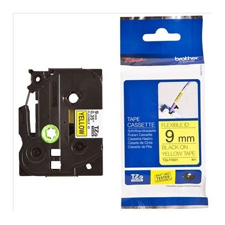 BROTHER CINTA ROTULADORA LAMINADA FLEXIBLE TEXTO NEGRO SOBRE AMARILLO - 9MMX8M