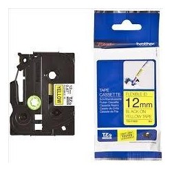 BROTHER CINTA ROTULADORA LAMINADA FLEXIBLE TEXTO NEGRO SOBRE AMARILLO - 12MMX8M