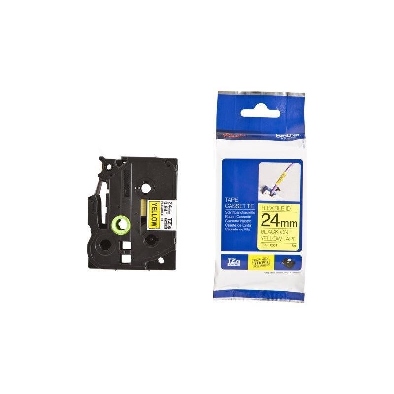 BROTHER CINTA ROTULADORA LAMINADA FLEXIBLE TEXTO NEGRO SOBRE AMARILLO - 24MMX8M